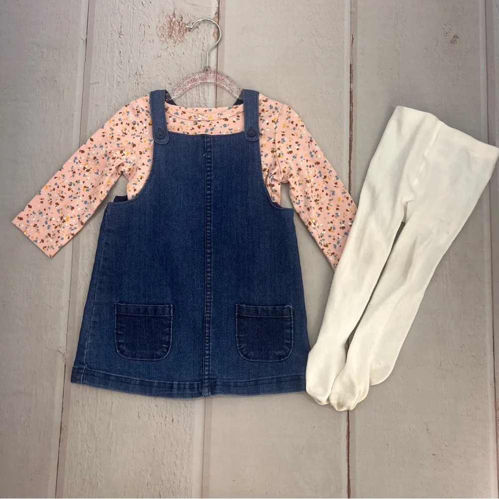 Baby 3-Piece Tee &‎ Chambray Jumper Set SIZE 18M